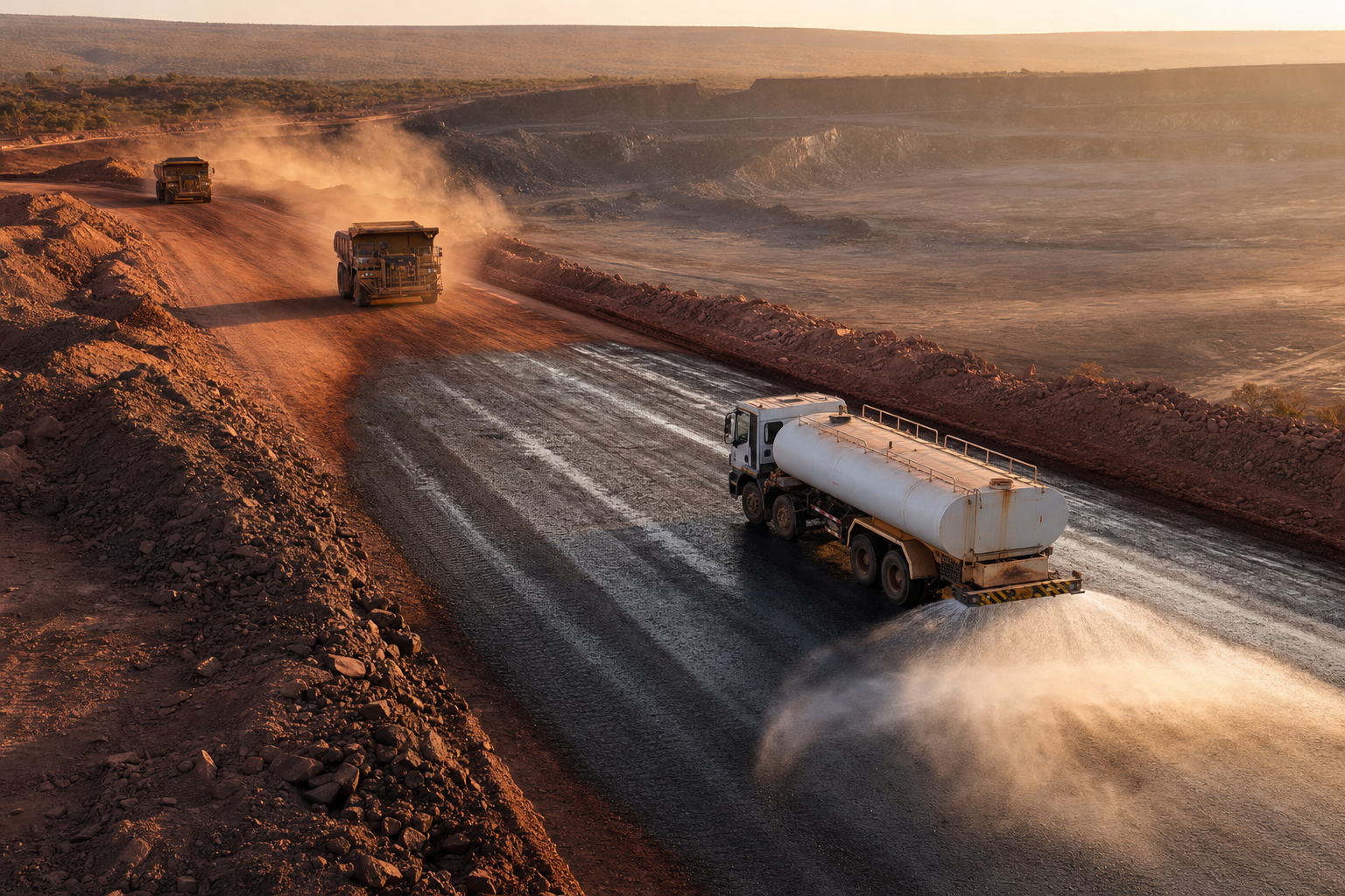 Route de haulage traitée à l'anti-poussière